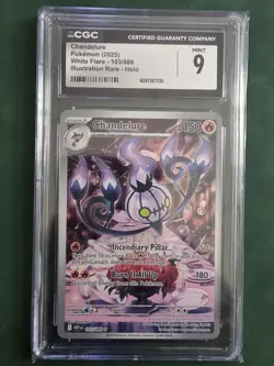 2025 POKEMON TCG CHANDELURE 103 WHITE FLARE ILLUSTRATION RARE HOLO CGC 9 MINT - Image 1