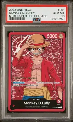 One Piece PSA 10 Monkey D. Luffy #ST01-001 Super Pre Release 2022 English - Image 2