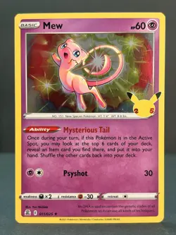 Mew 11/25 Celebrations Holo 25th Anniversary Pokemon Card NM - Image 1