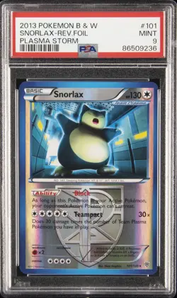 2013 POKEMON B&W PLASMA STORM #101 SNORLAX-REVERSE FOIL PSA 9 - Image 1
