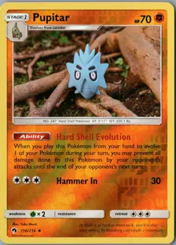 Pupitar Uncommon SM - Lost Thunder 116/214 NM Reverse Holo - Pokemon - Image 1