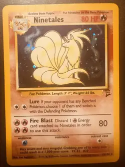 Pokemon TCG Ninetales Unlimited Holo Rare 13/130 Base Set 2 Marginal Card Bend - Image 1