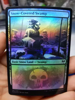 Snow-Covered Swamp FOIL Kaldheim NM Common MAGIC GATHERING Real Pic 280 / 281 - Image 1