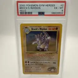 PSA grade 6 Pokemon Gym Heroes Rare Holo: Brock's Rhydon 2/132 NM - Image 1