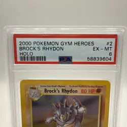 PSA grade 6 Pokemon Gym Heroes Rare Holo: Brock's Rhydon 2/132 NM - Image 2