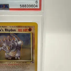 PSA grade 6 Pokemon Gym Heroes Rare Holo: Brock's Rhydon 2/132 NM - Image 5