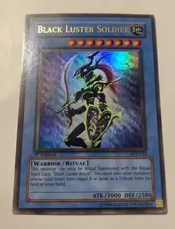 Yugioh Black Luster Soldier 1st Edition Ultra Rare SYE-024 LP back/ NM front - Image 1