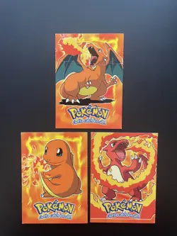 Topps Charizard Charmeleon & Charmander Pokemon Cards 1999 Non Holo DAMAGED - Image 1