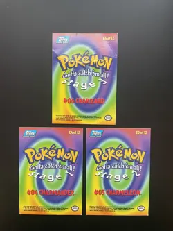 Topps Charizard Charmeleon & Charmander Pokemon Cards 1999 Non Holo DAMAGED - Image 2