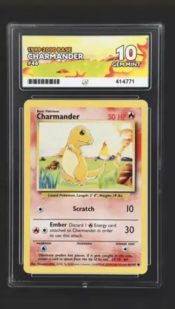 Pokemon English 1999 2000 Base Set 46 Charmander Ace Gem Mint 10! - Image 1