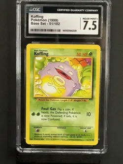 CGC 7.5 Koffing 1999 Pokemon Base Set #51 Slab Same Day Shipping PSA TCG - Image 1