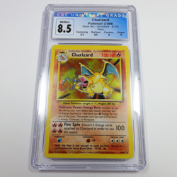 CGC 8.5 NM MT + 1999 Pokemon 4/102 Charizard Holo Rare Base Set Card #57508L - Image 1