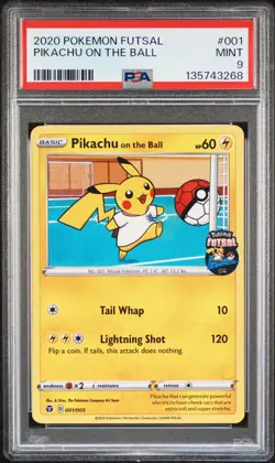 2020 POKEMON FUTSAL #001 PIKACHU ON THE BALL PSA 9 - Image 1