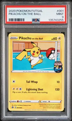 2020 POKEMON FUTSAL #001 PIKACHU ON THE BALL PSA 9 - Image 1