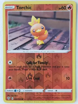 REVERSE HOLO Torchic 022/189 NM / M Yuka Morii Clay Darkness Ablaze Pokemon Card - Image 1