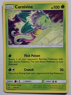 Carnivine 6/73 - VLP / NM - Shining Legends Pokemon Card - Tomokazu Komiya Art - Image 1