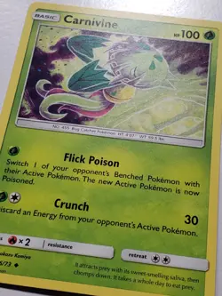 Carnivine 6/73 - VLP / NM - Shining Legends Pokemon Card - Tomokazu Komiya Art - Image 2