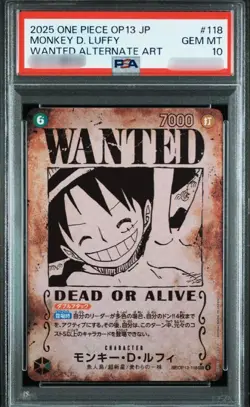 PSA 10 Monkey D. Luffy SP Wanted OP13-118 2025 ONE PIECE Card Japanese - Image 1