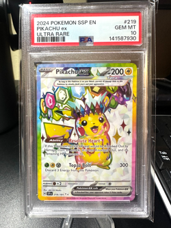 PSA 10 Pikachu ex 219/191 Ultra Rare Surging Sparks SSP Pokemon Card - GEM MINT - Image 1