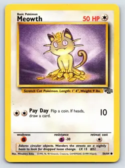 Meowth NM Pokemon 56/64 Jungle Vintage Normal Basic Near Mint Unlimited Regular - Image 1