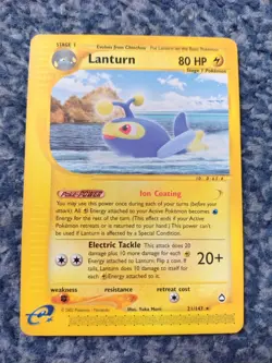 POKEMON TCG 1x RARE AQUAPOLIS LANTURN 21/147 WOTC 2002 EXCELLENT USED CONDITION - Image 1