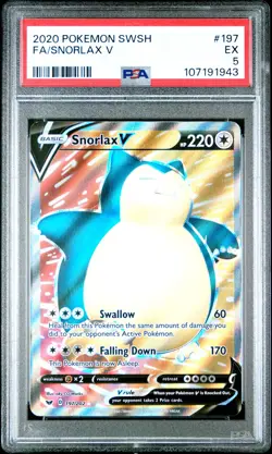 2020 POKEMON SWORD & SHIELD #197 FULL ART/SNORLAX V PSA 5 - Image 1