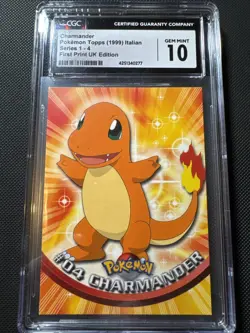 Charmander Topps Pokemon Italian #04 First print Blue label. UK Edition - Image 1