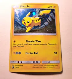 Pokemon TCG Pikachu SM81 Cosmos Foil Black Star Promo Very Nice SWIRL!! Pokemon - Image 2