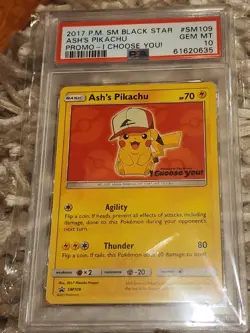 2017 Pokemon Sun & Moon I Choose You! SM109 Ash's Pikachu PSA 10 GEM MINT - Image 1