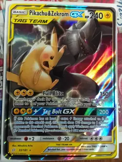 Pikachu & Zekrom GX 33/181 Sm-Team Up Holo Card NM Condition - Image 1