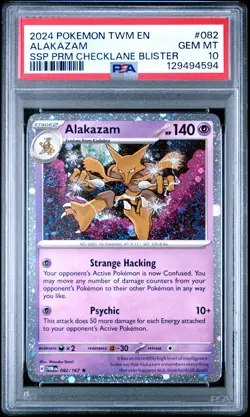 2024 Pokemon Twilight Masquerade Alakazam #082 PSA 10 Checklane Blister Pop 80 - Image 1
