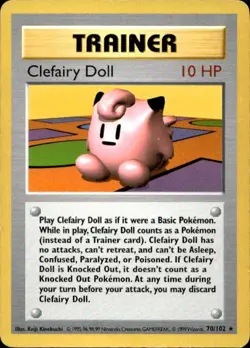 Pokemon Clefairy Doll Base Set (Shadowless) 70/102 Light Play LP+ or Better - Image 1