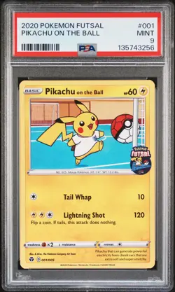 2020 POKEMON FUTSAL #001 PIKACHU ON THE BALL PSA 9 - Image 1