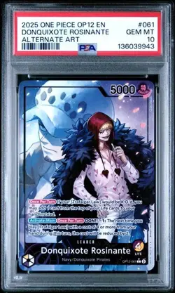 PSA 10 2025 ONE PIECE OP12-LEGACY OF THE MASTER 061 DONQUIXOTE ROSINANTE ALT ART - Image 1