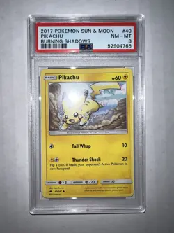 Pokemon Burning Shadows Pikachu Card #40 *MINT PSA 8* - Image 1