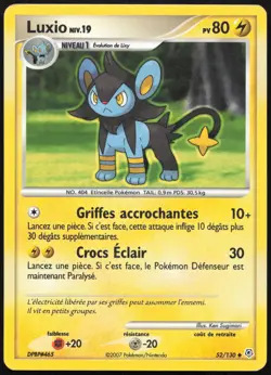 Carte Pokemon Luxio 52/130 Diamant et Perle Francais - Image 1