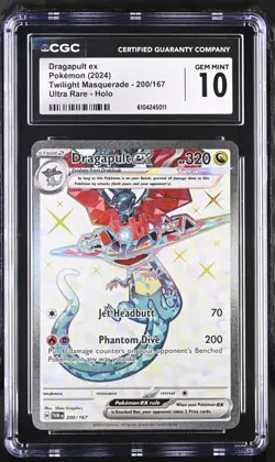 2024 Pokemon Twilight Masquerade Dragapult Ex 200/167 Ultra Rare PSA CGC 10 - Image 1
