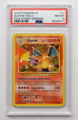 2016 Pokemon Evolution # 11/108 Glurak Holo PSA 8 NM - MINT 📈 LOW POP Deutsch - Image 1