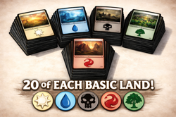 100x MTG Basic Lands Lot – 20 Each Plains Island Swamp Mountain Forest – NM - Image 1