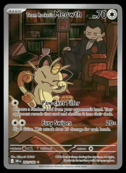 Pokemon Cards Team Rocket's Meowth 203/182 Destined Rivals IR NM *2 - Image 1