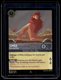 Disney Lorcana The First Chapter Simba Returned King Foil 189/204 - Image 1