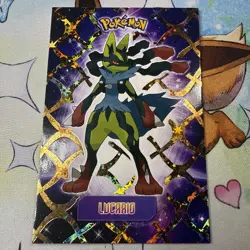 Gold Box Hit Holo Lucario Textured Shinny Database Non-TCG Pokemon Card - Image 1