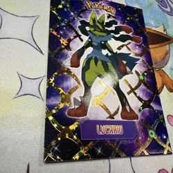 Gold Box Hit Holo Lucario Textured Shinny Database Non-TCG Pokemon Card - Image 2