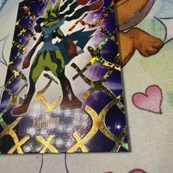 Gold Box Hit Holo Lucario Textured Shinny Database Non-TCG Pokemon Card - Image 3