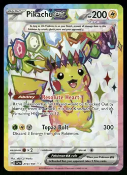 Pokemon Cards Pikachu ex 219/191 Surging Sparks Ultra Rare LP - Image 1