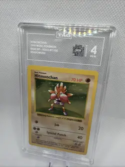 Hitmonchan 007/102 Base Set Holoshadowless Pokemon Card Graded TAG 4 - Image 2