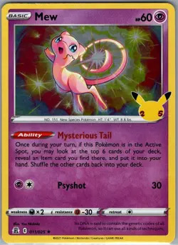 Mew 011/025 Celebrations - Pokemon Card - NM - Image 1