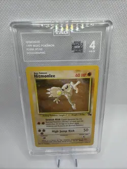 Pokemon TCG Hitmonlee 7/62 Unlimited Holo Rare WOTC Fossil Graded TAG 4 - Image 1