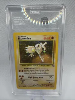 Pokemon TCG Hitmonlee 7/62 Unlimited Holo Rare WOTC Fossil Graded TAG 4 - Image 4