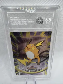 1999 Topps Pokemon Raichu #26 Holo Foil Card TV Animation Graded TAG 6.5 - Image 1
